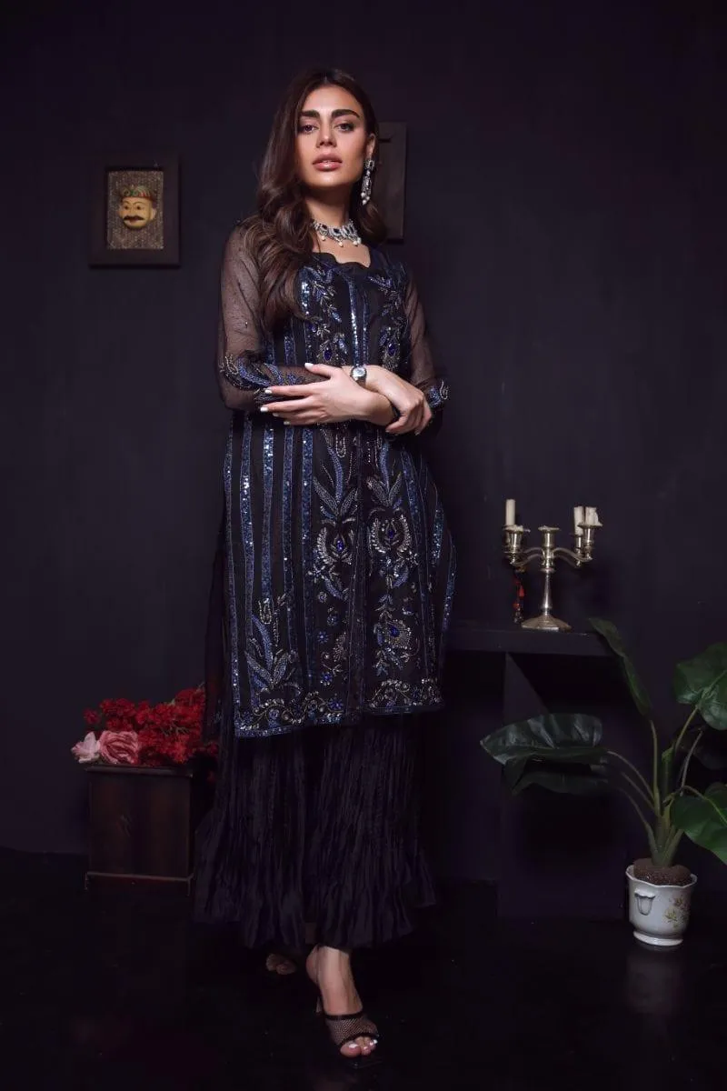 Sadia Aamir - Black Krayr - Organza - 2 Piece