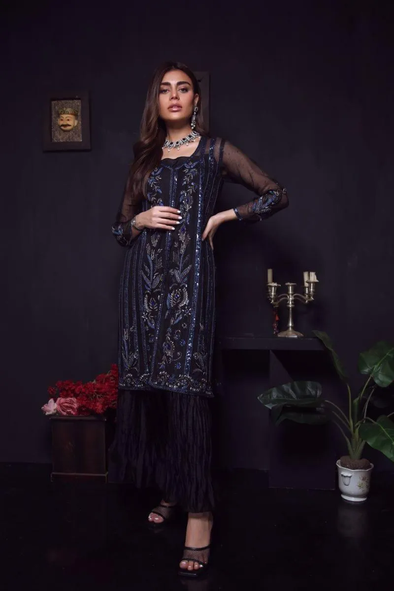 Sadia Aamir - Black Krayr - Organza - 2 Piece