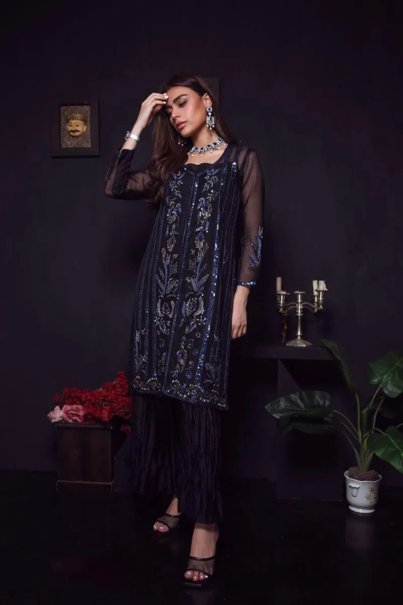 Sadia Aamir - Black Krayr - Organza - 2 Piece