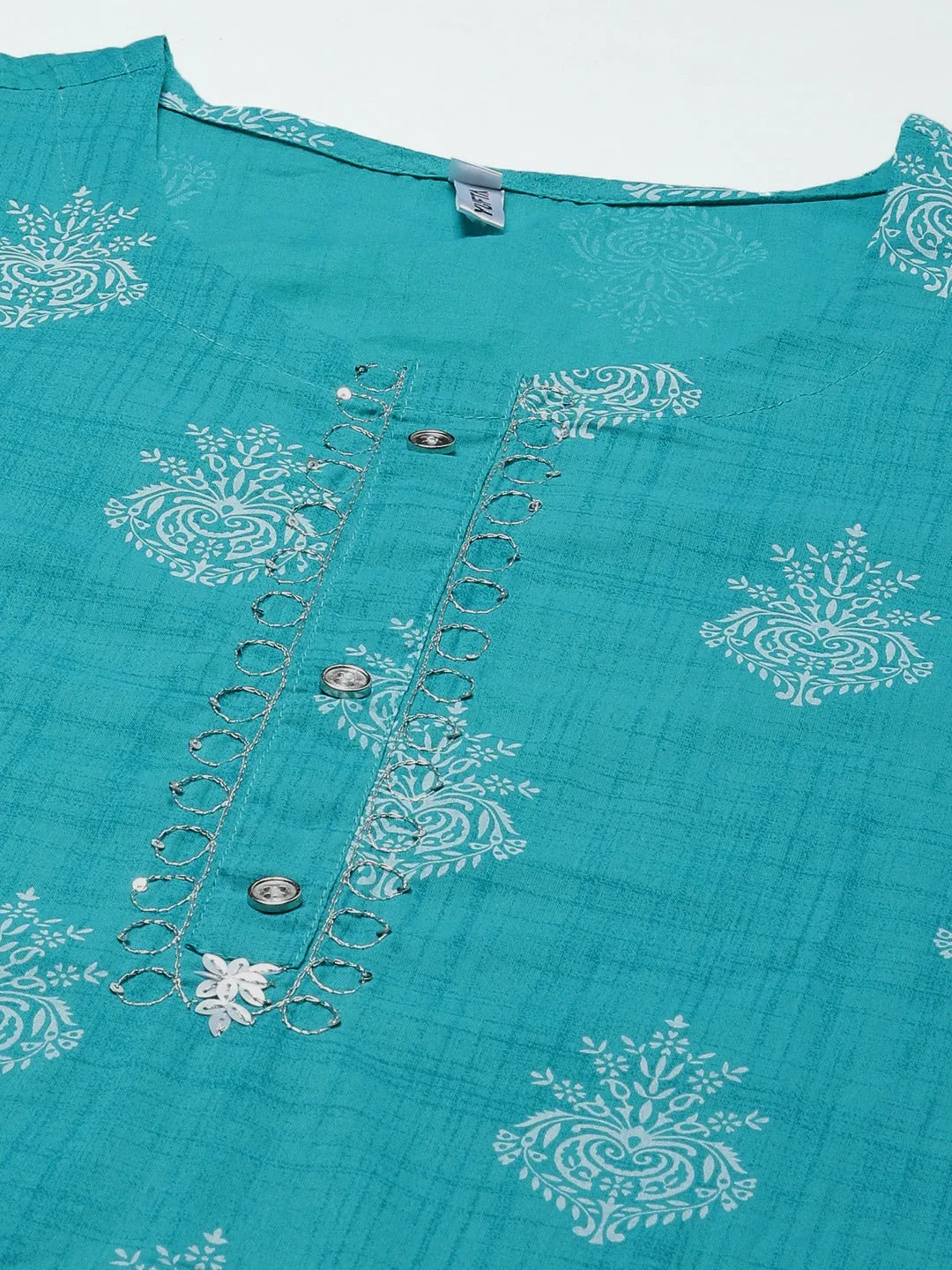 Sea Green Printed Kurta Set