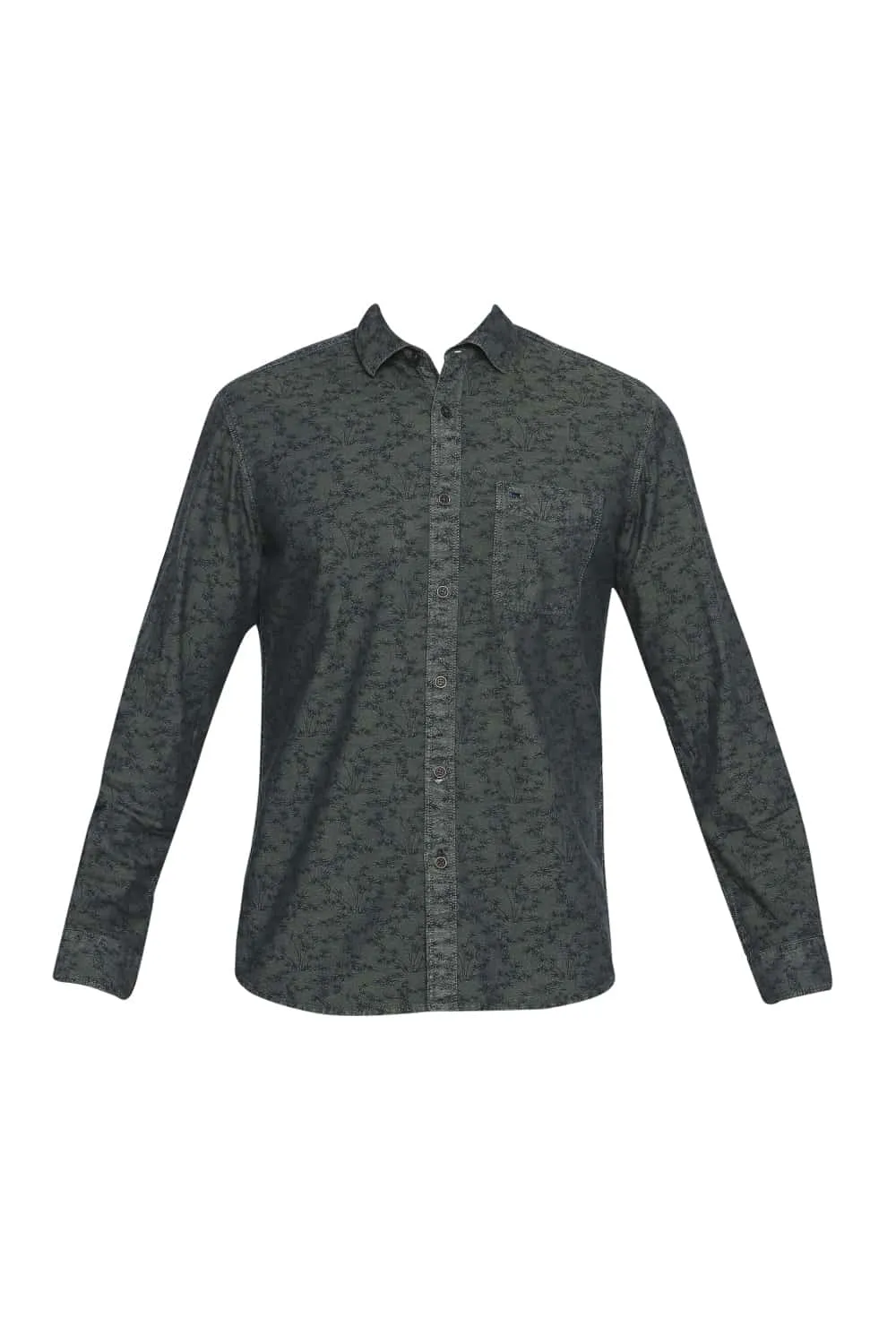 Slim Fit Tinted Indigo Printed Shirt