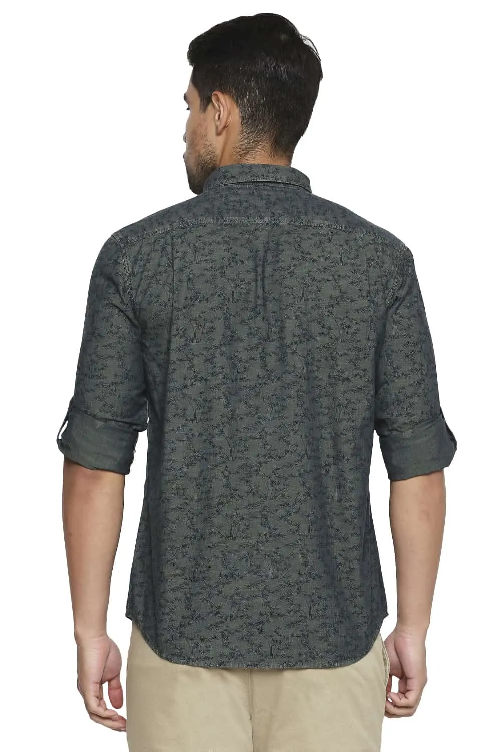 Slim Fit Tinted Indigo Printed Shirt