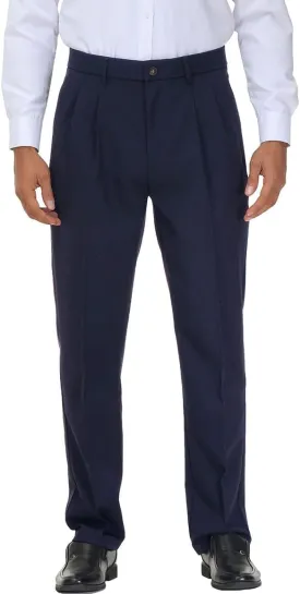 Soojun Men's Flex Pleated Front Classic Fit Dress Pants