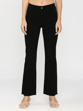 Spykar Black Regular Fit Ankle Length Mid Rise Trousers
