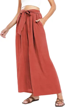Summe Wide Leg Dress Pants for Women High Waisted Palazzo Casual Work Pants Beach Trousers with Pocket