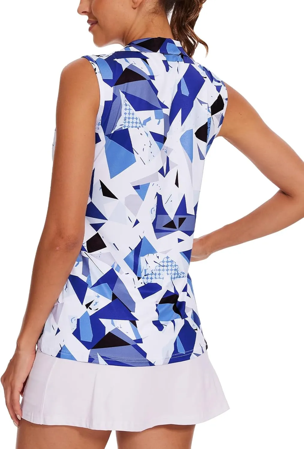 Tanst Sky Women's Sleeveless Golf Shirt Quick Dry Zip Up Workout Tennis Tops with Pockets