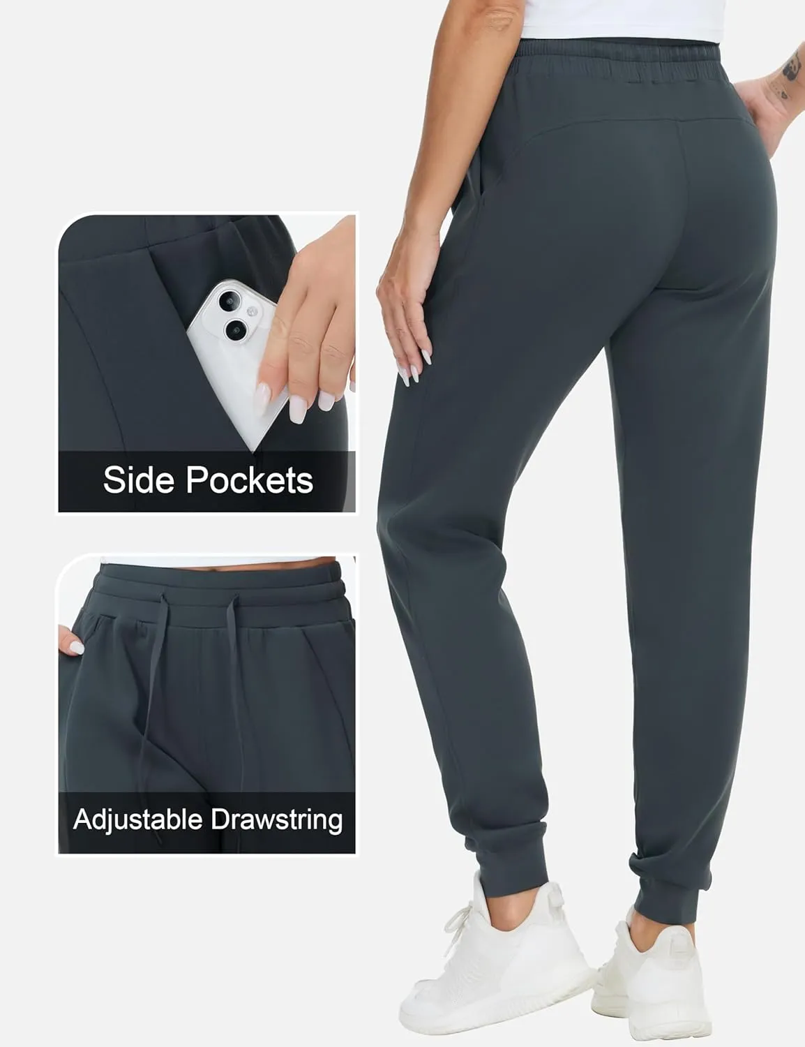 THE GYM PEOPLE Women's Workout Joggers Leggings Drawstring Running Lounge Sweatpants Tapered Pants with Pockets
