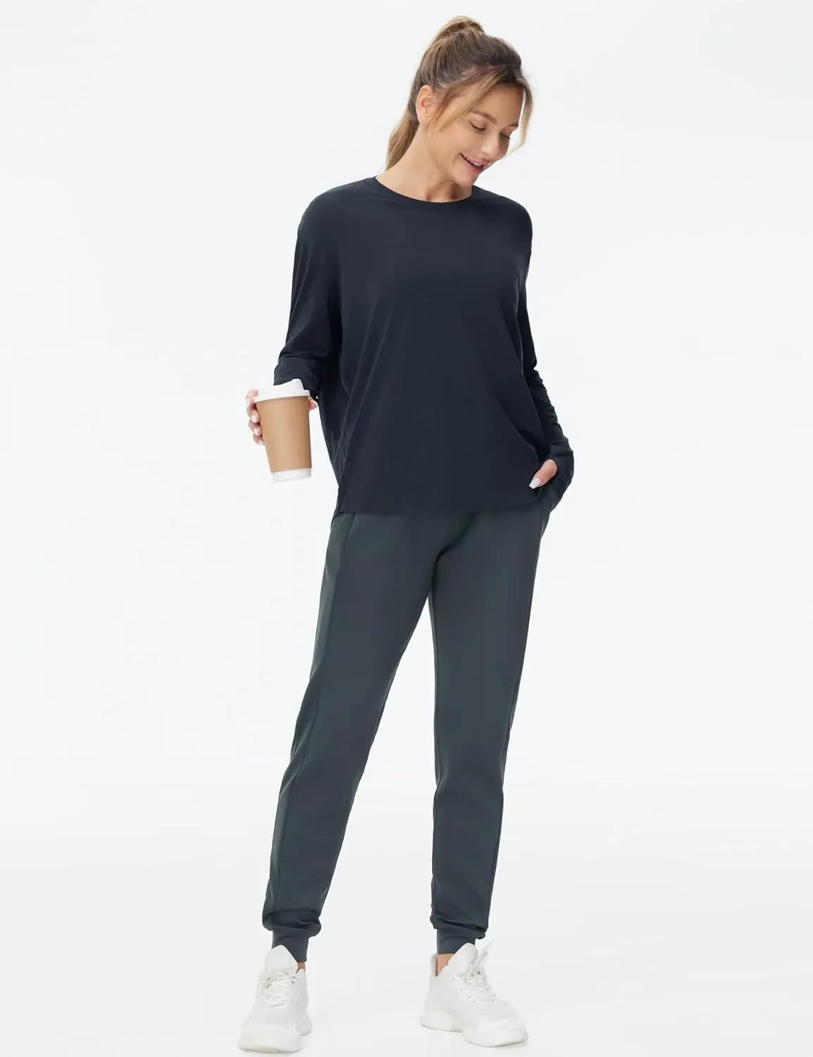 THE GYM PEOPLE Women's Workout Joggers Leggings Drawstring Running Lounge Sweatpants Tapered Pants with Pockets