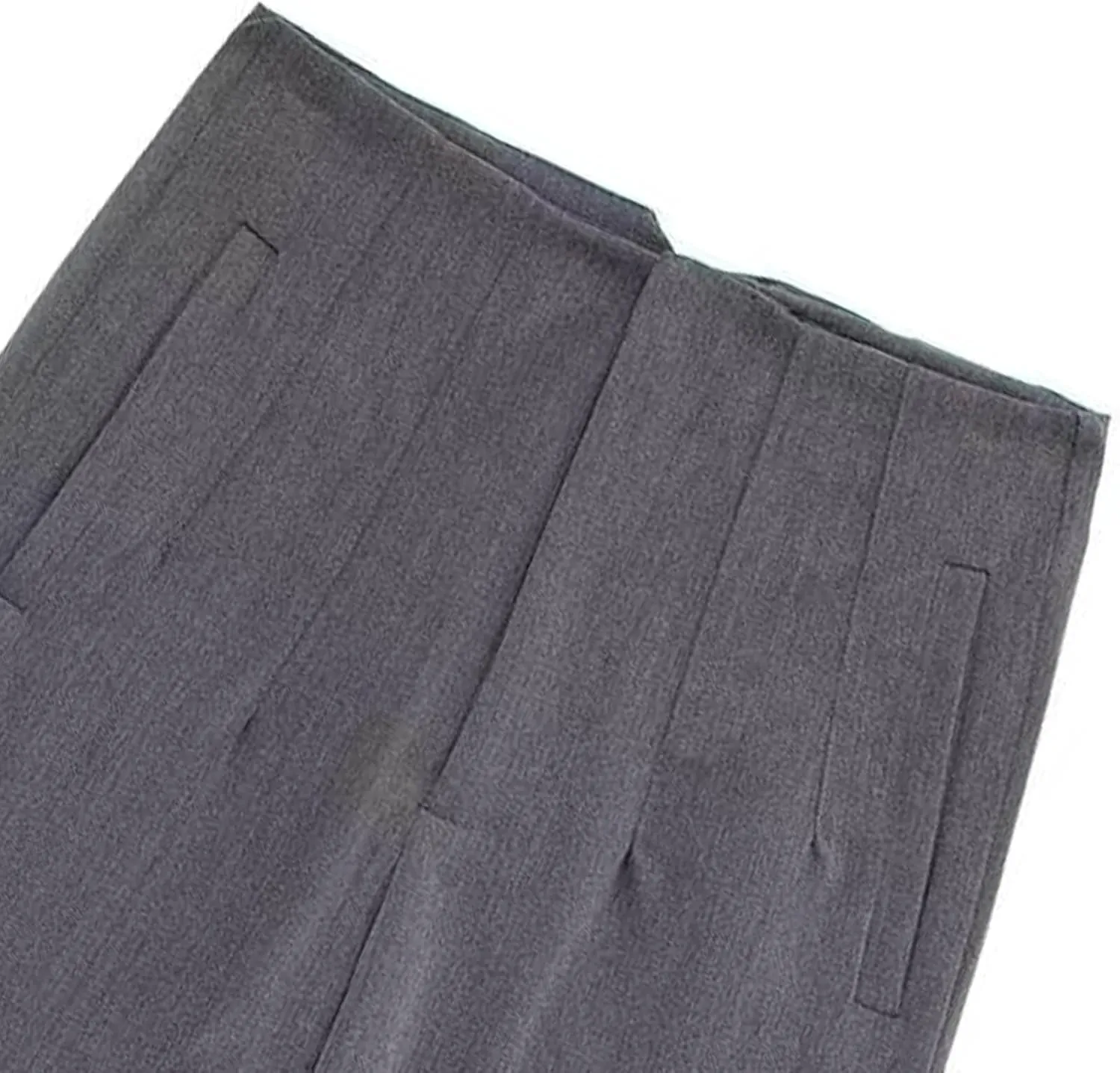Women's Casual Wide Leg Pants Solid Color High Waisted Button Down Straight Long Trousers Pants Paper Bag Casual