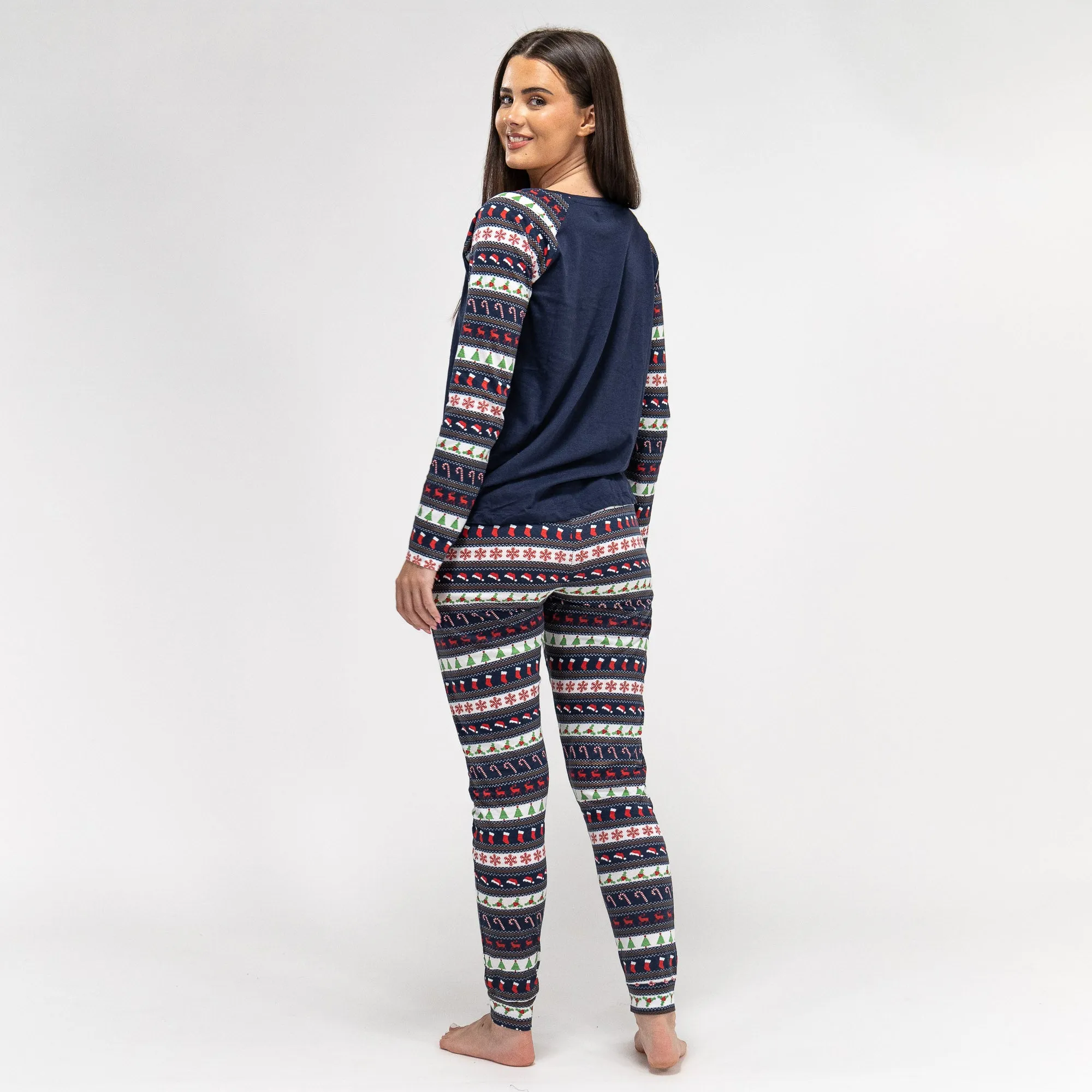 Women's Christmas Fairisle Printed Jersey Pyjamas