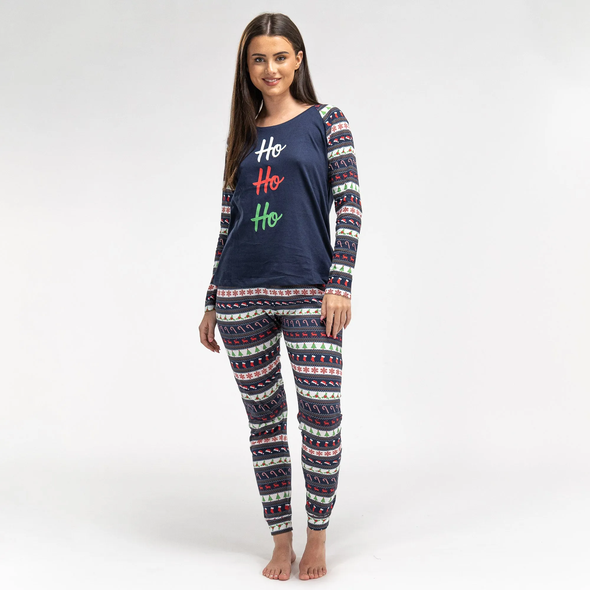 Women's Christmas Fairisle Printed Jersey Pyjamas