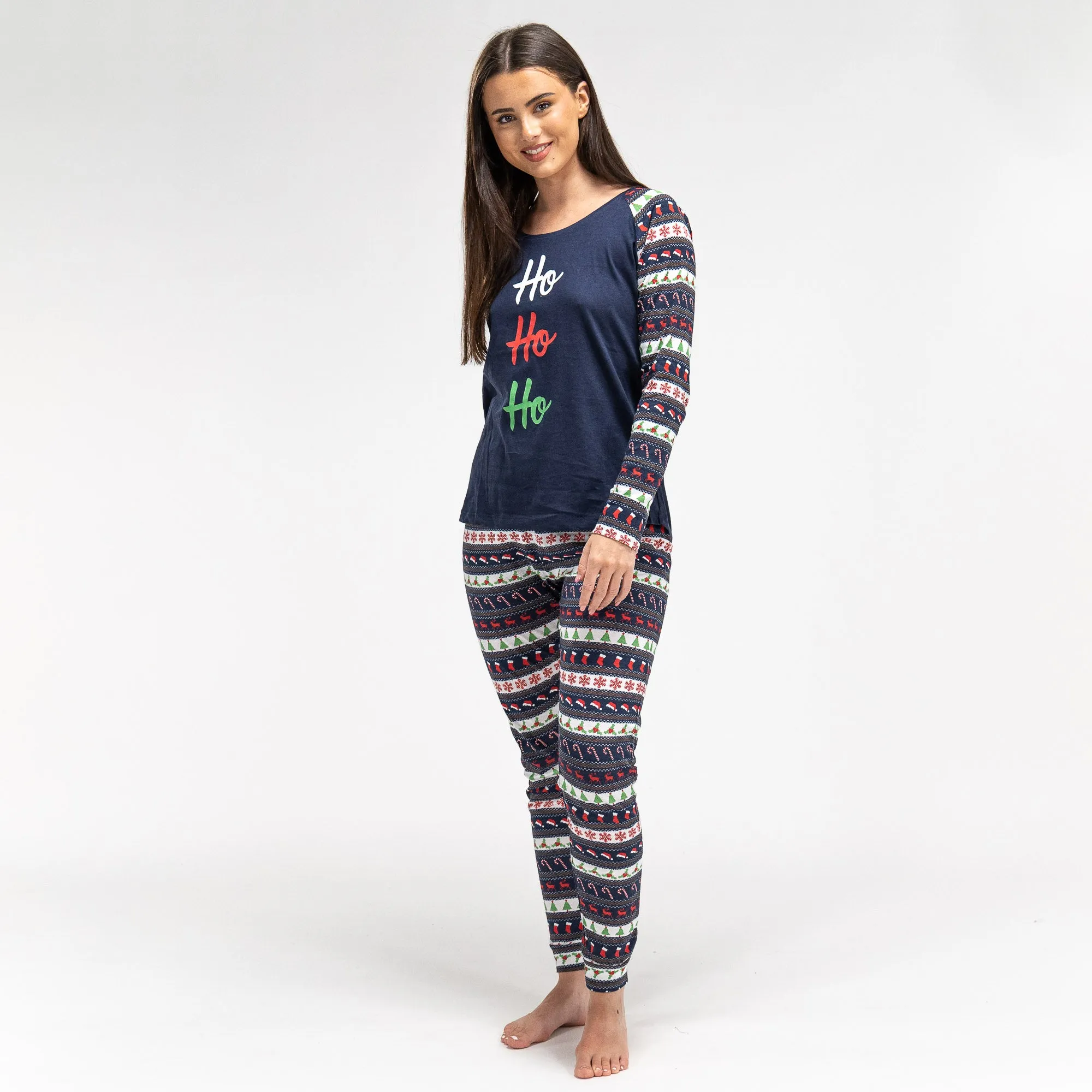 Women's Christmas Fairisle Printed Jersey Pyjamas