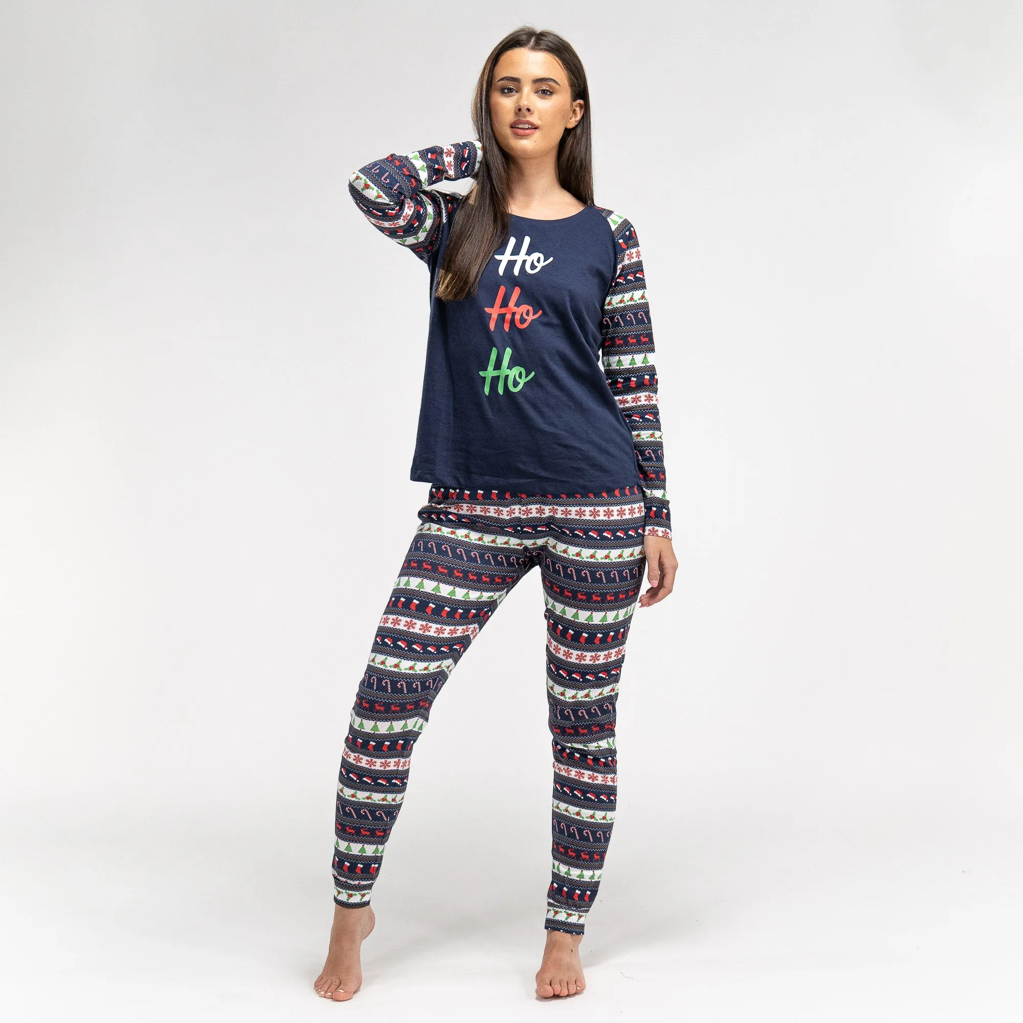 Women's Christmas Fairisle Printed Jersey Pyjamas