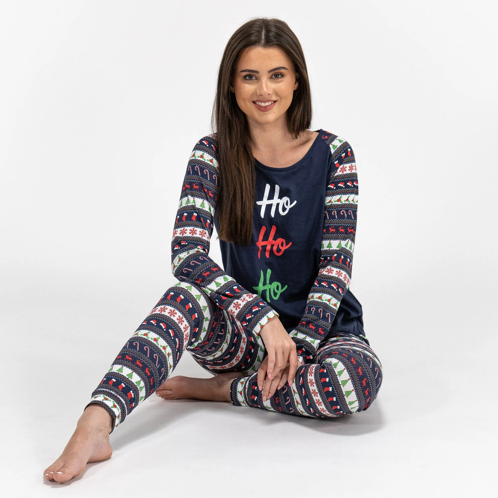 Women's Christmas Fairisle Printed Jersey Pyjamas