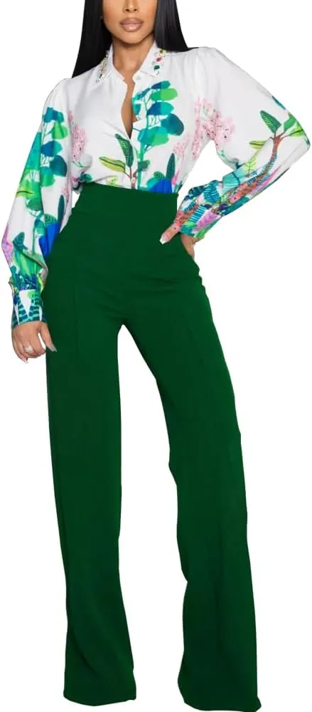 Women's High Waisted Stretchy Bootcut Pull On Dress Pants Casual Work Pants Fitted Trousers