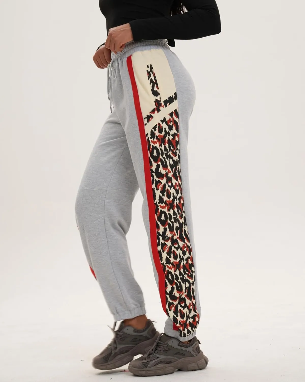 Women's High Waisted Sweatpants Athletic Pants Leopard Print Baggy Joggers Lounge Workout Jogging Pockets
