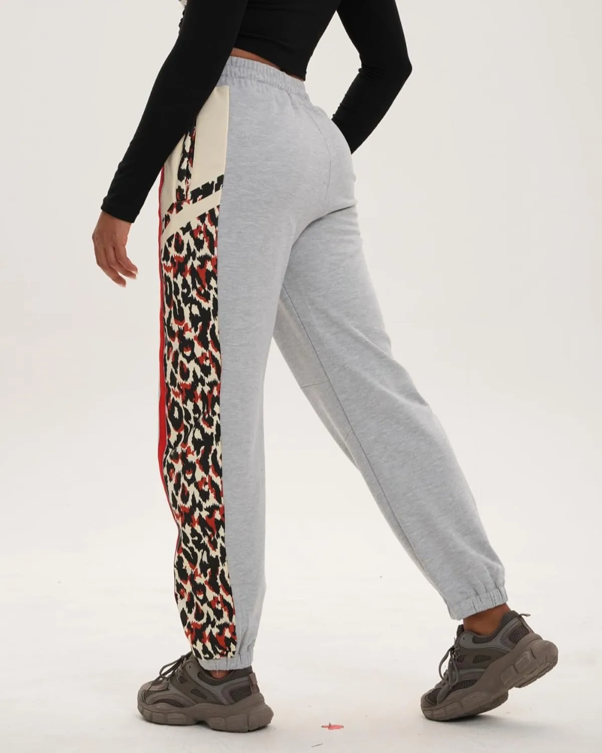 Women's High Waisted Sweatpants Athletic Pants Leopard Print Baggy Joggers Lounge Workout Jogging Pockets