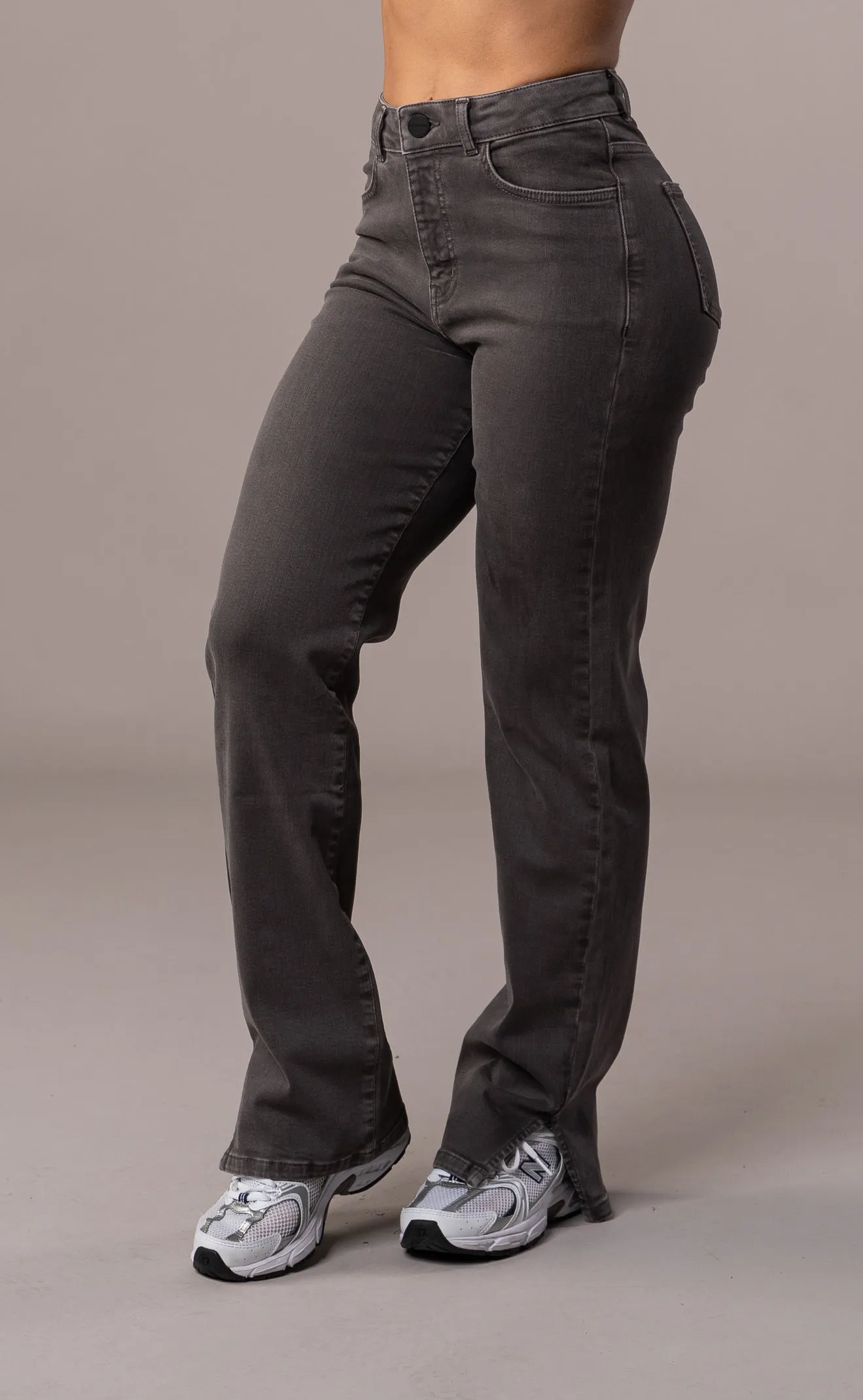 Womens Pastel Straight Leg Fitjeans - Charcoal