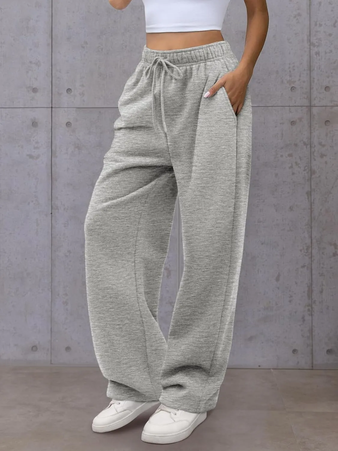 Womens Wide Leg Sweatpants High Waisted Baggy Lounge Pants Drawstring Fall Fashion Outfits 2025 Joggers